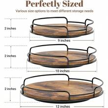 9 Lazy Susan Organizer Table Top Rotating Spice Rack Organizations Wood Lazy Susan Turntable Organizer Cabinet Kitchen Pantry Countertop Bathroom Vanity - 9" - Xem 3