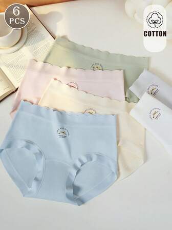 6 piezas Bragas cómodas y de colores dulces para adolescentes, con entrepierna alargada y diseño triangular