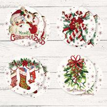 4 Stücke/8 Stücke Weihnachts-Themen Untersetzer, Weihnachtsmuster saugfähige Getränkeuntersetzer für Kaffee, Küche, Tisch, Raum, Bar Dekoration, Weihnachtsgeschenk - Verschiedenfarbig - Übersicht 14