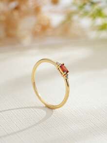 1 pieza Anillo con baño de oro de 18K, piedra natal de diciembre, diseño sencillo adecuado para hombres y mujeres, regalo de cumpleaños - Multicolor - Ver 68