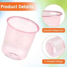 50 Pcs Pink Plastic Cups 12 Oz Disposable Stemless Wine Glasses Cocktail Pink Party Cups For Meeting Wedding Christmas Holiday Party - 粉色 - 查看 3