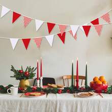 12/24/48/72 Stücke Weihnachten Rot Kariert Weiß Papier Wimpelkette Flagge Dreieck Girlande Dekoration für Hochzeit Geburtstag Karneval Weihnachten Outdoor Zuhause Feste, Weihnachtsgeschenk, Fröhliche Weihnachten, Neujahrsgeschenk 2026