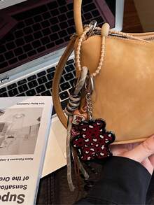 Chaveiro estiloso, chaveiro para carro, pingente para bolsa, decoração fofa de urso, decoração boho com miçangas, chaveiro, alça de pulso com nó, adequado para mulheres, meninas, escritório, escola, pequeno presente para ela, aprimore seu estilo, cordão de cor aleatória