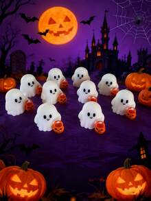 1个可爱树脂微笑南瓜摆件 - 迷人的树脂万圣节雕像桌面摆件，适合营造诡异的秋季氛围，完美契合万圣节女巫主题、万圣节装饰、季节性展示、奇趣设计房间装饰家居摆件家居微缩物件 - 彩色 - 查看 9