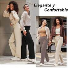 MXKJ- Pantalones De Yoga Casuales para Mujer, Pantalones Deportivos Casuales Elásticos De Cintura Alta con Bolsillos - Gris topo - Ver 1
