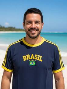 Brazil Shirt Embroidered Without State - World Cup Fan - Without State - Navy Blue - View 6