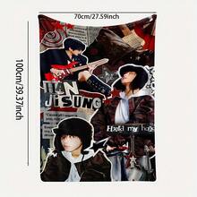 1pc Jisung Themed Flannel Blanket - Soft Warm All-Season K-Pop Inspired Bedding With Lyrics & Music Notes, Cozy Gift For Fans, Machine Washable Contemporary Style Home Decor-280gsm - Nhiều màu - Xem 9