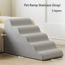 宠物狗猫楼梯，3/4/5 步狗梯，床坡道，防滑，可拆卸和清洗沙发床楼梯，适用于受伤、年老且有关节痛的狗和猫，畅销