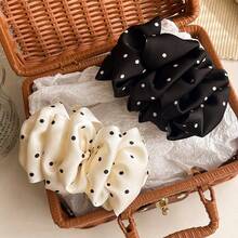 4-Jahreszeiten Universal Hochwertige gefaltete Blumen Banana Clip mit Blasen, Polka Dot Haarclip, Vintage Schmetterling Atmosphäre Haarclip, Haaraccessoire mit sichtbarem Haarvolumen, Klammern