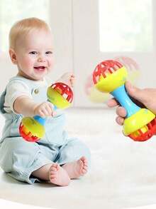 1set Soft Rubber Ball Infant Fitness Shaker Hand Grab Ball Rod Fitness Stick Perception Ball Can Boil Water Educational Newborn Toy Components Random Pattern, Children's Appeasement Toy - Multicolor - View 9