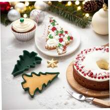 2Pcs Christmas Silicone Molds 3D Green Christmas Tree Molds Flexible Easy Release Tree Baking NonStick Baking Bakeware Tray for Cake Chocolate Soap - Verde - Ver 5