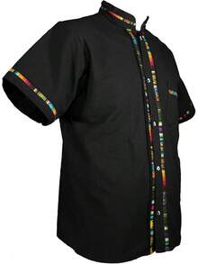 Men's Short Sleeve Mexican Guayabera Shirts Made In Mexico, Multiple Colorshalloween - 黑色 - 查看 3