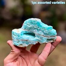 1pc Rare Blue Aragonite Mineral Specimen - Natural Smithsonite Quartz Crystal, Bohemian Style Home/Office Desk Decor, Unique Gift For Christmas, Halloween, Valentine's Day, Crystal Collectors & Enthusiasts