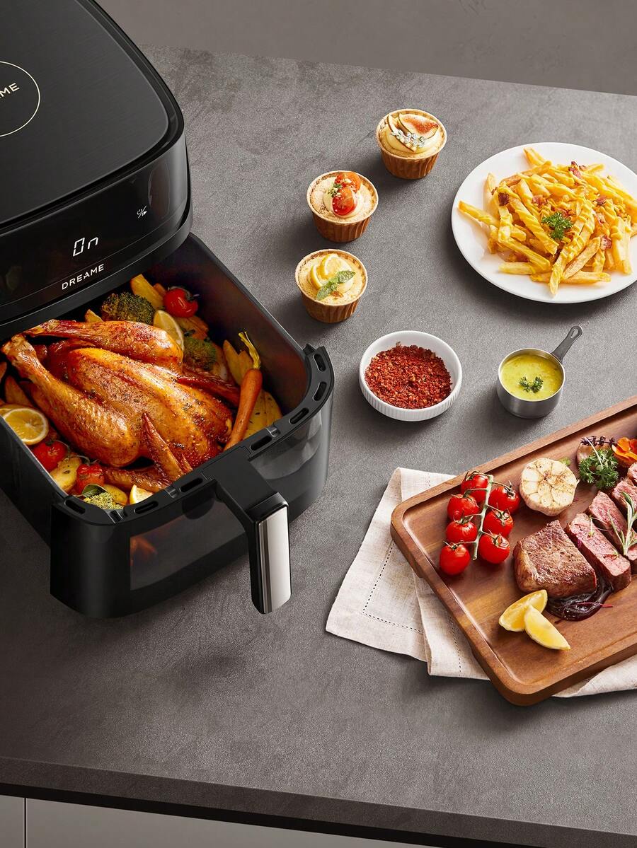 dreame Dreame Air Fryer With Visible Window 7.6L,Dual-Source Cyclonic™ Heating * Steam Infusion Technology , Fast, 8-In-1 Presets,Family Size Healthy Oil Free Cooking, LED Touch Control, +1 Minute Button,2800W Power