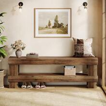 Tribesigns 59-Inch Entryway Bench With Storage, 2-Tier Farmhouse Shoe Bench Seat, Narrow Long End Of Bed Storage Benches For Bedroom, Entryway, Hallway, Indoor,Living Room