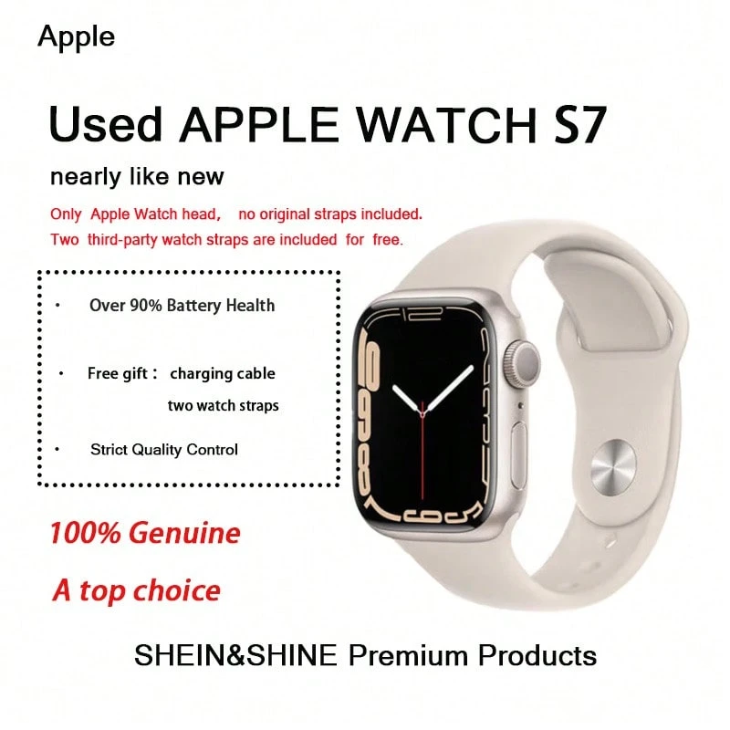 Used Apple Watch Series 7 GPS 45mm, Almost Brand New, Includes: Charging Cable, 2 Bands