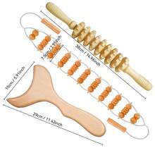 SilvaLex 木制按摩工具、全身按摩器、手部按摩器、腿部按摩器、肩部按摩器、肩颈按摩工具、面部按摩工具、背部按摩器、腰部按摩器、全身肌肉按摩器、适用于不同身体部位的多功能按摩器 - 杏色 - 查看 5