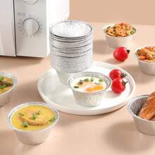 ANQIA 100 bandejas desechables de papel de aluminio plateado para tartas de 110 ml mini moldes redondos para hornear - Plateado - Ver 7