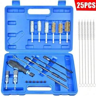 25PCS  Injector Seat Cleaning Brush Tool Engine Injectors Cleaner Kit