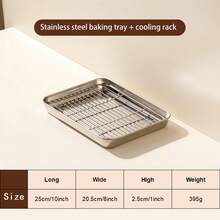 Stainless Steel Drip Tray, Rectangular Baking Tray, Roasting Tray, Frying Tray, Bread & Cake Plate Stainless Steel Square Drip Tray With Rack, Outdoor Picnic Camping Skewer Prep Tray Japanese-Style Stainless Steel Cooking Prep Plate, Food Storage Tray - Multicolor - View 8