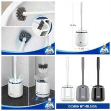 Escobilla de Inodoro y Soporte con depsito de Secado rpido y Fijo, Cepillo Premium para Cuarto de bao, Color Blanco - Una talla + Blanco - Ver 1