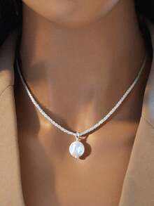 1 Dây chuyền ngọc trai lấp lánh quyến rũ dành cho nữ bằng bạc Sterling 925 Trang sức cao cấp cho ngày lễ tình nhân Quà tặng hàng ngày - vòng cổ ngọc trai - Xem 3
