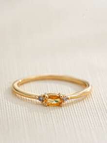 1 pieza Anillo con baño de oro de 18K, piedra natal de diciembre, diseño sencillo adecuado para hombres y mujeres, regalo de cumpleaños - Multicolor - Ver 32