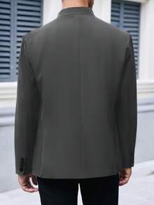 Mens Casual Suit Blazer Jackets Stand Mandarin Collar Lightweight Lined Business Dress Sport Coats - 灰色 - 查看 3