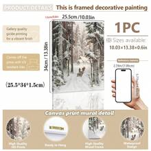 1 件，帆布墙画，带框墙面装饰，复古圣诞老人和圣诞树艺术品，非常适合客厅、卧室或入口处的节日墙面装饰，节日礼物创意，冬季装饰，圣诞节家居装饰，圣诞节