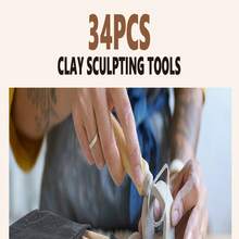 34 Count Clay Sculpting Tools, Pottery & Clay Modeling Tools, Ceramics Polymer Tools Set With Case For Air Fary Clay, Carving, Molding, Pottery Wheel, Crafting Supplies, Pros, Beginners, Adults