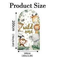 1pc/65pcs 2D Flat Animal Theme Wedding Arch Backdrop, Birthday Baby Shower Party Decor, Green Leaves Elastic Fabric Background (Stand Not Included) - Multicolor - View 33