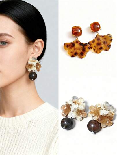 2pcs Bohemian Elegant Resin Tie Dye (Random Color) Long Tassel Earrings, Delicate Women's Earrings For Wedding, Jewelry, Suitable For Vacation, Party, Best Gift For Girlfriend, Mother