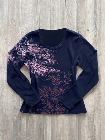 Women's Casual Retro Print Long Sleeve T-Shirt, Autumn