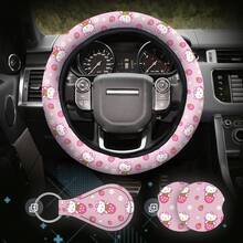 Accessories Car, Strawberry Pink Wheel Cover, Car Accessories, Girly Steering Wheel Cover, Universal Fit 14.5-15 Inch Auto SUV Trucks, Anti-Slip And Sweat Absorption - Nấm chuồn chuồn - Xem 5