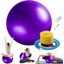 Pelota Fitness De Ejercicio para Yoga Pilates con Bomba para Pilates Yoga DEmbarazo Eporte Ejercicios Abdominales Y Ejercicios Bsicos Fitness Equilibrio Gym - Violeta + 65cm - Ver 2