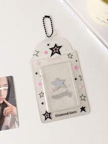 1 件透明四叶草和草莓 3 英寸卡夹，闪光水果卡通偶像卡夹，学生证/公交卡钱包，儿童