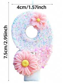 1 Peça Vela Numérica de Aniversário, Vela de Aniversário Rosa com Duas Flores, Vela de Bolo Decorada com Lantejoulas, Vela Numérica de 0 a 9, Vela Decorativa Favorita para Festa Romântica, Decoração de Bolo Adequada para Itens de Comemoração de Aniversário