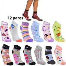 .MAX Calcetines tines para mujer, paquete de 12 pares con diferentes modelos,tines deportivos ligeros para cualquier deporte.elegante,Cómodo y Transpirable Calcetines de algodón Absorbe el sudor - Conjunto 5 - Ver 9