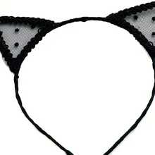 Black Lace Cat Ear Headband With Gold Bells And Bowknot - Cute And Fashionable Hair Accessories For Women, Perfect For Makeup, Skincare, Or Casual Wear Halloween Party Decorations - Cat Ear Mesh - View 12