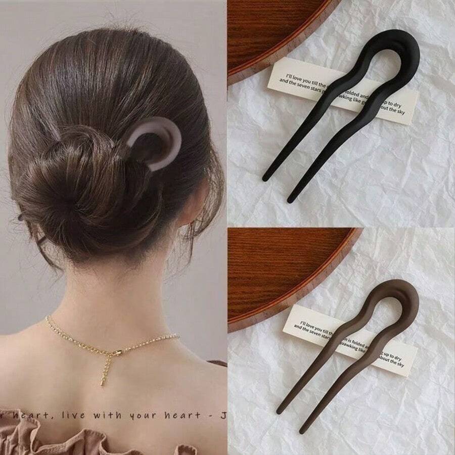 6Pcs Vintage U Shaped Hair Clips Women Chignon Bun Hair Accessories - Cor enviada aleatoriamente - 查看 1