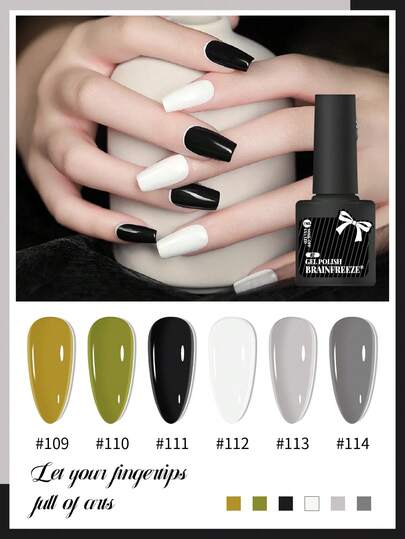 1 Pc 7ml/0.23oz Plastic Bottle Gel Polish , Yellow White Gray Black Gel Polish Kit UV LED Soak Off Glitter Nail Polish Gel Home Manicure Nail Art Salon Varnish Nail Supplies