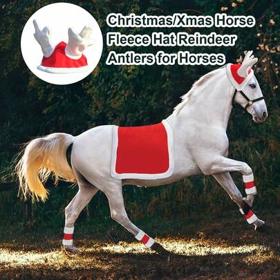 Christmas Equestrian Supplies: Christmas Horse Bridle Bells, Christmas Reindeer Antler Hat, Christmas Horse Leg Wraps, Christmas Equestrian Set