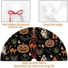 Halloween Tree Skirt 36Inch Pumpkins Ghosts Halloween Tree Decorations Skulls Spider Black Tree Skirt Fall Holiday Party Home Decor