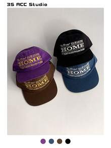 1pc Letter Embroidered Wide Brim Flat Top Baseball Cap, Flattering Street Style, Autumn/Winter Unisex Hip Hop Snapback - Multicolor - View 6