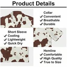 Men's Novelty Button Up Shirt Funky Short Sleeve Party Shirts Casual Hawaiian Beach Shirthalloween - 棕色,白色 - 查看 5