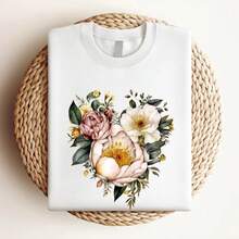 180g pure Cotton Boho Wildflowers, Cottagecore Shirt, Flowers Cottagecore Shirt, Floral Shirt, Flower T-Shirt, Flowers Tshirt, Wildflower Tshirt,Plant Shirts female Comfortable Stylish Casual Versatile Breathable Stretched fashion Top For Everyday Wear Slightly - Blanco - Ver 3
