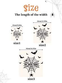 Custom Halloween Door Decal, Personalized Family Name Spider Web Sticker With Bats & Spiders, Halloween Front Door Decor, Spooky Vinyl Transfer Decal, Haunted House Porch Decoration, Gothic Fall Home Decor, Trick Or Treat Sign - Multicolor - View 9