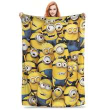 1 Pack Minions Warm Blanket Plush Throw Blanket Fashion Living Room Flannel Bed Cover Sofa Bed Cover For Living Room, Bedroom Sofa Throw Blanket