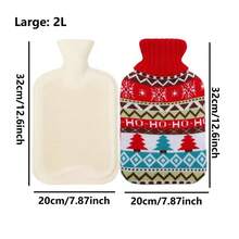 1 set de bouteille d'eau chaude de la série Arbre de Noël avec housse en peluche tricotée, coussin chauffant rechargeable de 2L/1L avec housse, convient pour réchauffer et rafraîchir les mains et les pieds, excellent cadeau de Noël