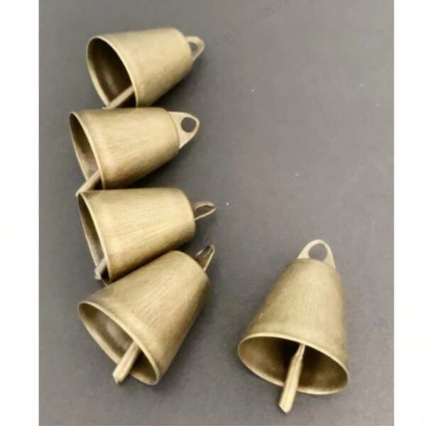 5 قطع أجراس عيد الميلاد البرونزية القديمة - موضوع بابا نويل، أجراس معدنية مناسبة للديكور المنزلي وحفلات الحزب DIY